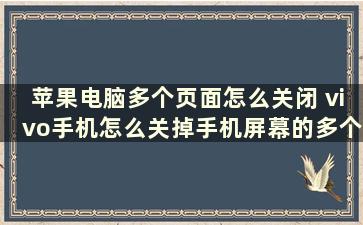 苹果电脑多个页面怎么关闭 vivo手机怎么关掉手机屏幕的多个页面